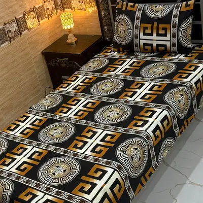 Vibrant 4 Pcs Crystal Cotton Printed Single Bedsheet