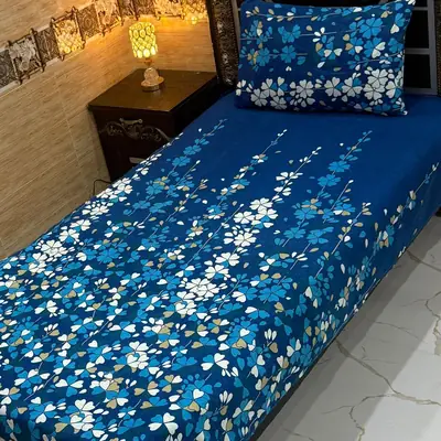 Vibrant 4 Pcs Crystal Cotton Printed Single Bedsheet