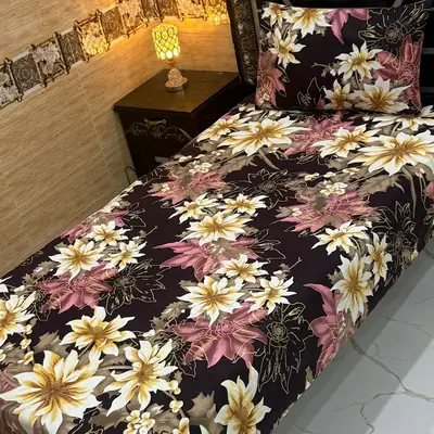 Vibrant 4 Pcs Crystal Cotton Printed Single Bedsheet
