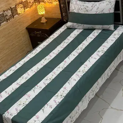 Stylish 2 Pcs Cotton Sotton Patchwork Single Bedsheet
