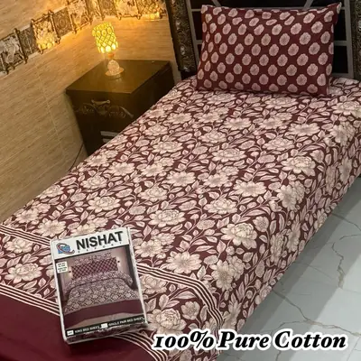 Vibrant 4 Pcs 100% Pure Cotton Printed Single Bedsheet