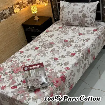 Exclusive 4 Pcs 100% Pure Cotton Printed Single Bedsheet