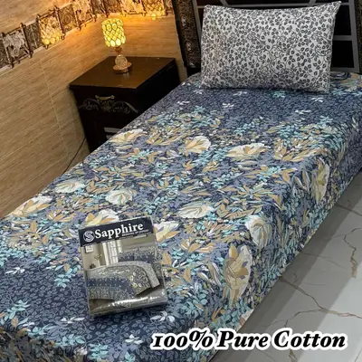 Exclusive 4 Pcs 100% Pure Cotton Printed Single Bedsheet