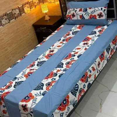 Stylish 2 Pcs Cotton Sotton Patchwork Single Bedsheet