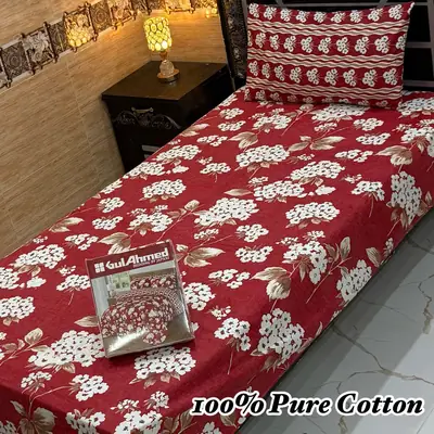 Exclusive 4 Pcs 100% Pure Cotton Printed Single Bedsheet
