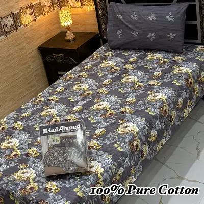 Exclusive 4 Pcs 100% Pure Cotton Printed Single Bedsheet