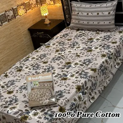 Exclusive 4 Pcs 100% Pure Cotton Printed Single Bedsheet
