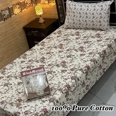Exclusive 4 Pcs 100% Pure Cotton Printed Single Bedsheet