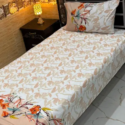 Elegant 4 Pcs Export Cotton Printed Single Bedsheet