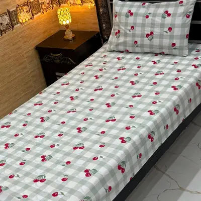 Elegant 4 Pcs Export Cotton Printed Single Bedsheet