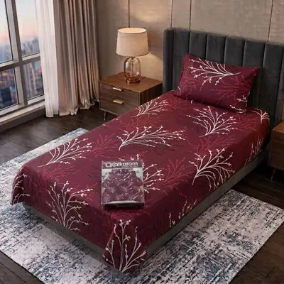 Exclusive 4 Pcs Cotton Salonica Printed Single Bedsheet