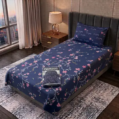 Exclusive 4 Pcs Cotton Salonica Printed Single Bedsheet