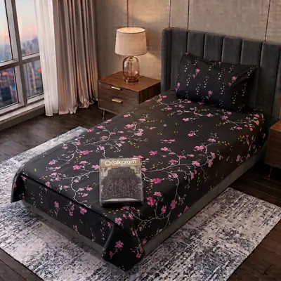 Exclusive 4 Pcs Cotton Salonica Printed Single Bedsheet
