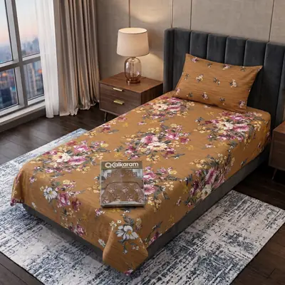 Exclusive 4 Pcs Cotton Salonica Printed Single Bedsheet