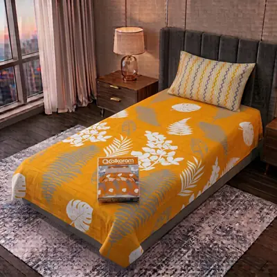 Exclusive 4 Pcs Cotton Salonica Printed Single Bedsheet