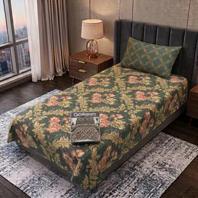 Exclusive 4 Pcs Cotton Salonica Printed Single Bedsheet