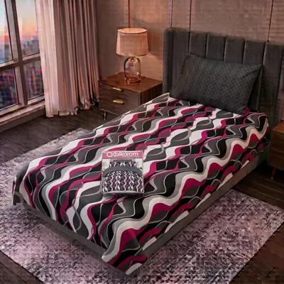 Exclusive 4 Pcs Cotton Salonica Printed Single Bedsheet