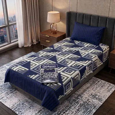 Exclusive 4 Pcs Cotton Salonica Printed Single Bedsheet