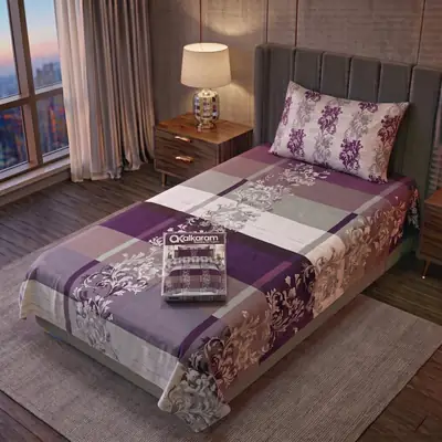 Exclusive 4 Pcs Cotton Salonica Printed Single Bedsheet thumbnail 2