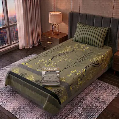 Exclusive 4 Pcs Cotton Salonica Printed Single Bedsheet