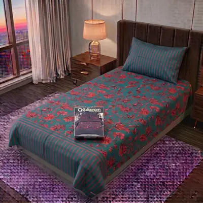 Exclusive 4 Pcs Cotton Salonica Printed Single Bedsheet