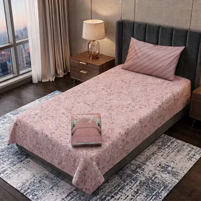 Exclusive 4 Pcs Cotton Salonica Printed Single Bedsheet