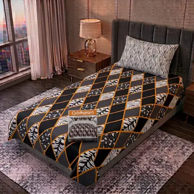Exclusive 4 Pcs Cotton Salonica Printed Single Bedsheet