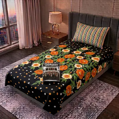 Exclusive 4 Pcs Cotton Salonica Printed Single Bedsheet