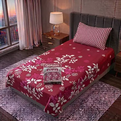 Exclusive 4 Pcs Cotton Salonica Printed Single Bedsheet
