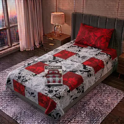 Exclusive 4 Pcs Cotton Salonica Printed Single Bedsheet