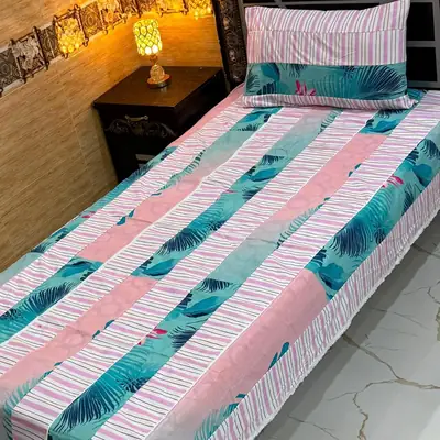 Stylish 2 Pcs Cotton Sotton Patchwork Single Bedsheet