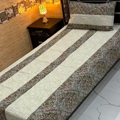 Stylish 2 Pcs Cotton Sotton Patchwork Single Bedsheet