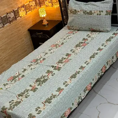 Stylish 2 Pcs Cotton Sotton Patchwork Single Bedsheet