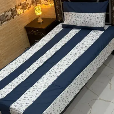Stylish 2 Pcs Cotton Sotton Patchwork Single Bedsheet