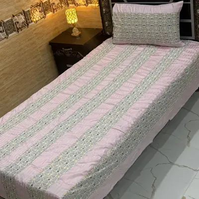Stylish 2 Pcs Cotton Sotton Patchwork Single Bedsheet