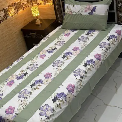 Stylish 2 Pcs Cotton Sotton Patchwork Single Bedsheet
