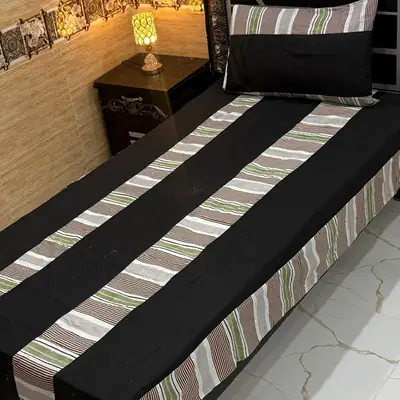 Stylish 2 Pcs Cotton Sotton Patchwork Single Bedsheet