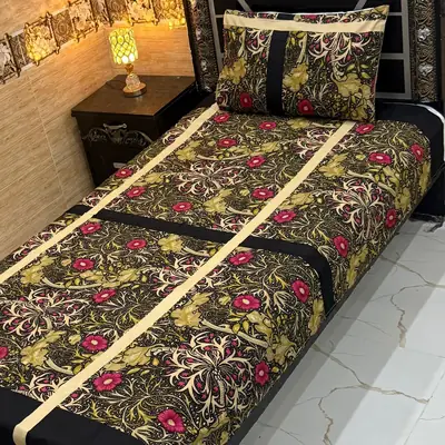 Classy 4 Pcs Export Cotton Printed Single Bedsheet