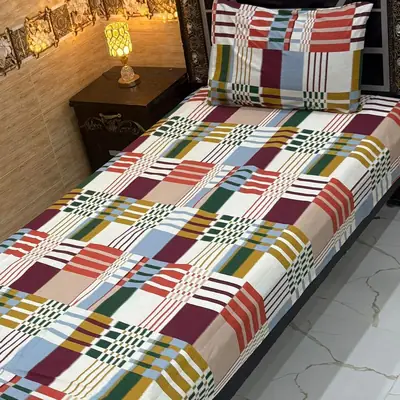 Classy 4 Pcs Export Cotton Printed Single Bedsheet