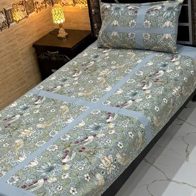 Classy 4 Pcs Export Cotton Printed Single Bedsheet