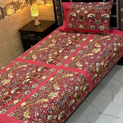 Classy 4 Pcs Export Cotton Printed Single Bedsheet