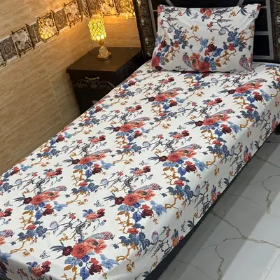 Classy 4 Pcs Export Cotton Printed Single Bedsheet