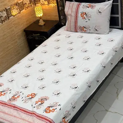 Classy 4 Pcs Export Cotton Printed Single Bedsheet