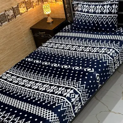 2 Pcs Fleece Printed Single Bedsheet