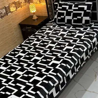 Cozy 2 Pcs Fleece Printed Single Bedsheet