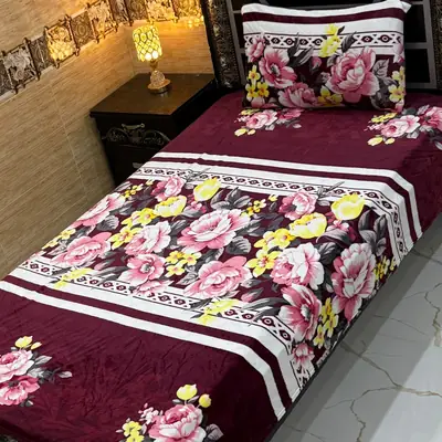 Cozy 2 Pcs Fleece Printed Single Bedsheet