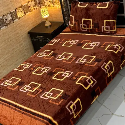 Cozy 2 Pcs Fleece Printed Single Bedsheet