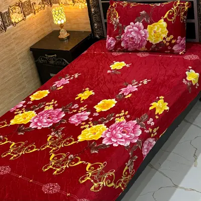 Cozy 2 Pcs Fleece Printed Single Bedsheet
