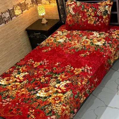 Cozy 2 Pcs Fleece Printed Single Bedsheet