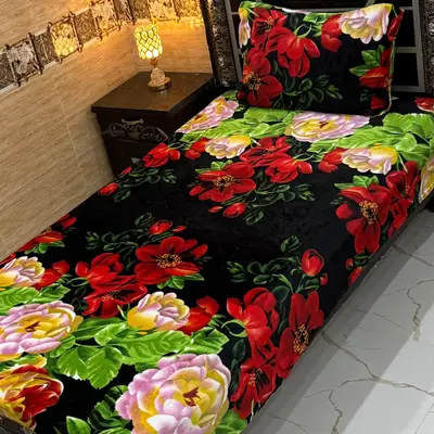 Cozy 2 Pcs Fleece Printed Single Bedsheet